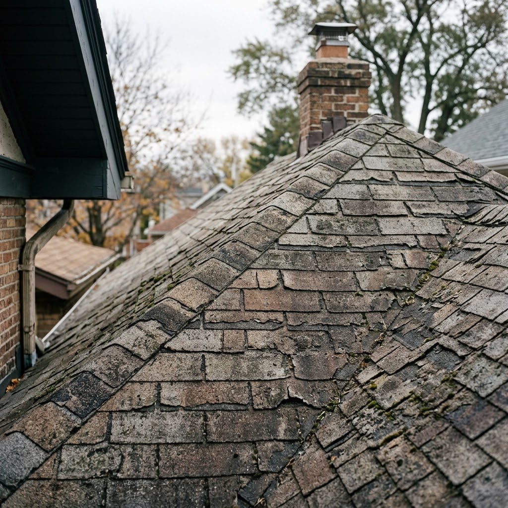 Roof before replacement in Chicago